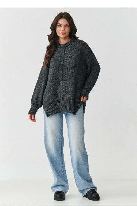 Sweter Damski Model S159 Grafit Melange - Makadamia