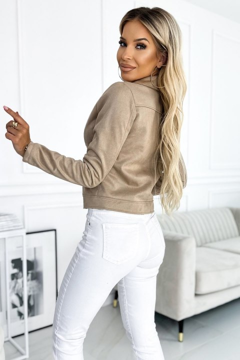 Beżowa kurtka ramoneska damska